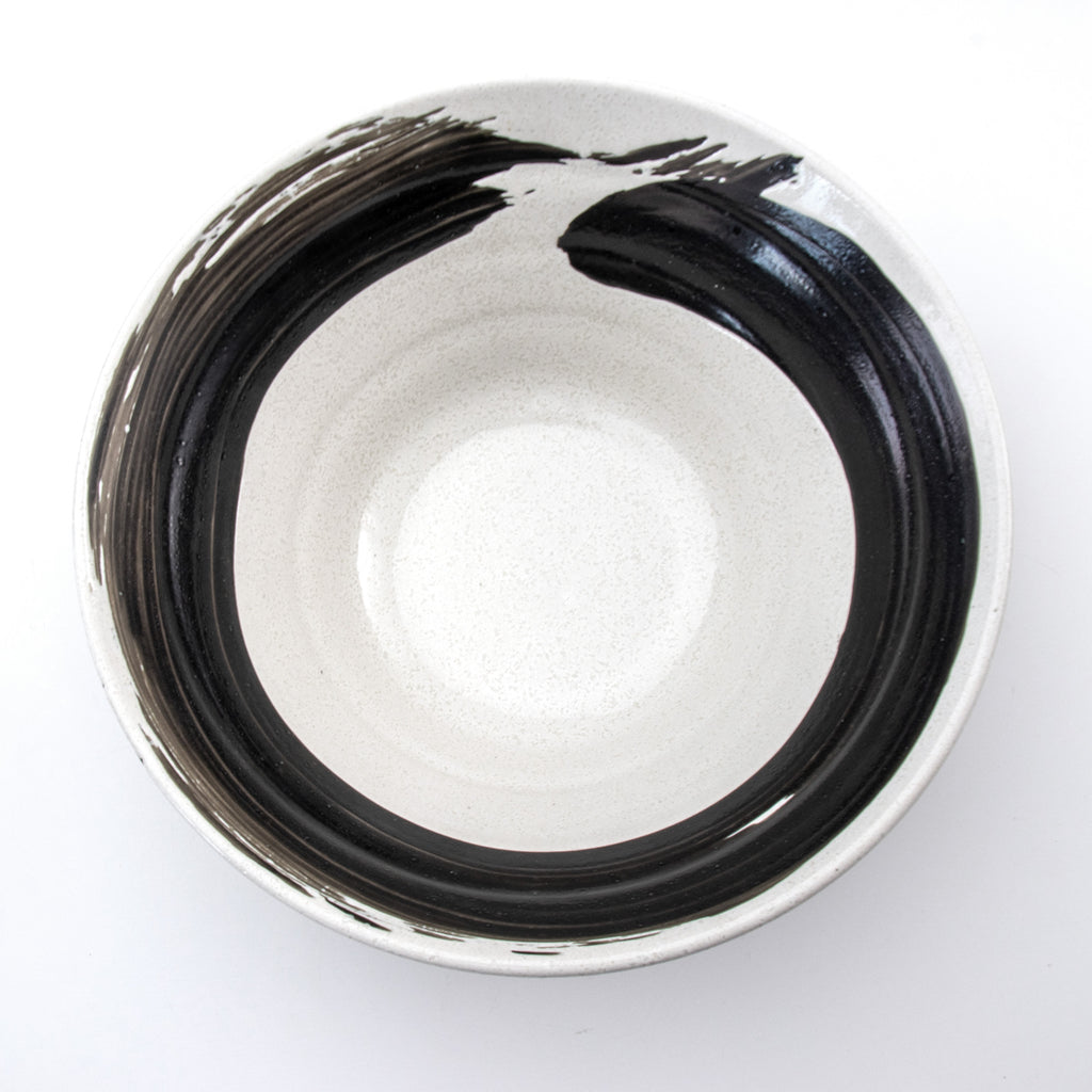 Mino-yaki Ceramic Noodle Bowl - Brushed, White