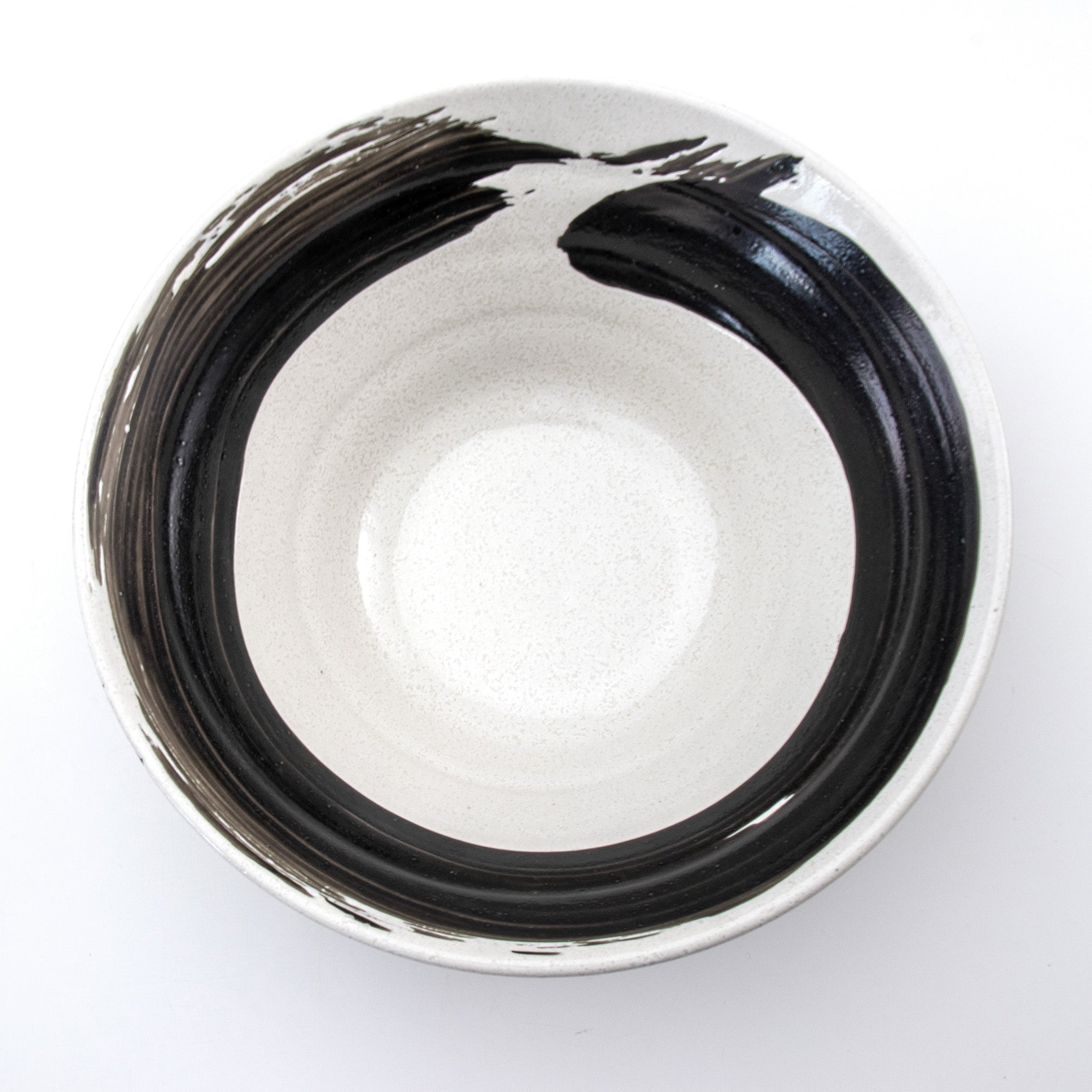 Mino-yaki Ceramic Noodle Bowl - Brushed, White