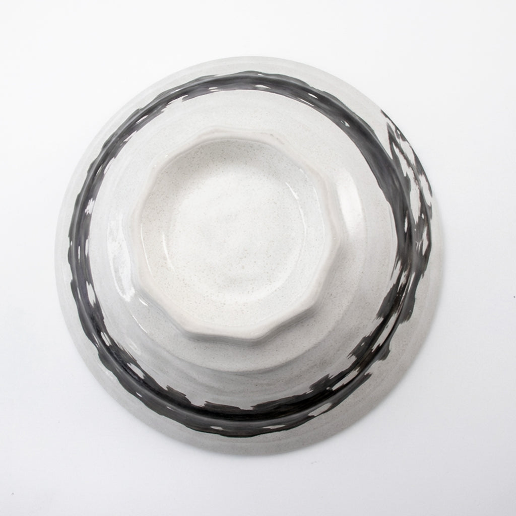 Mino-yaki Ceramic Noodle Bowl - Brushed, White