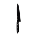 Black kitchen knife with a visible brand logo on a white background