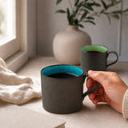 Mino-yaki blue ceramic mug, view 4