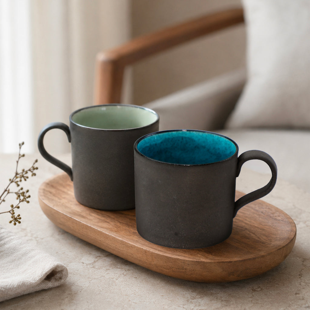 Mino-yaki blue ceramic mug, view 7