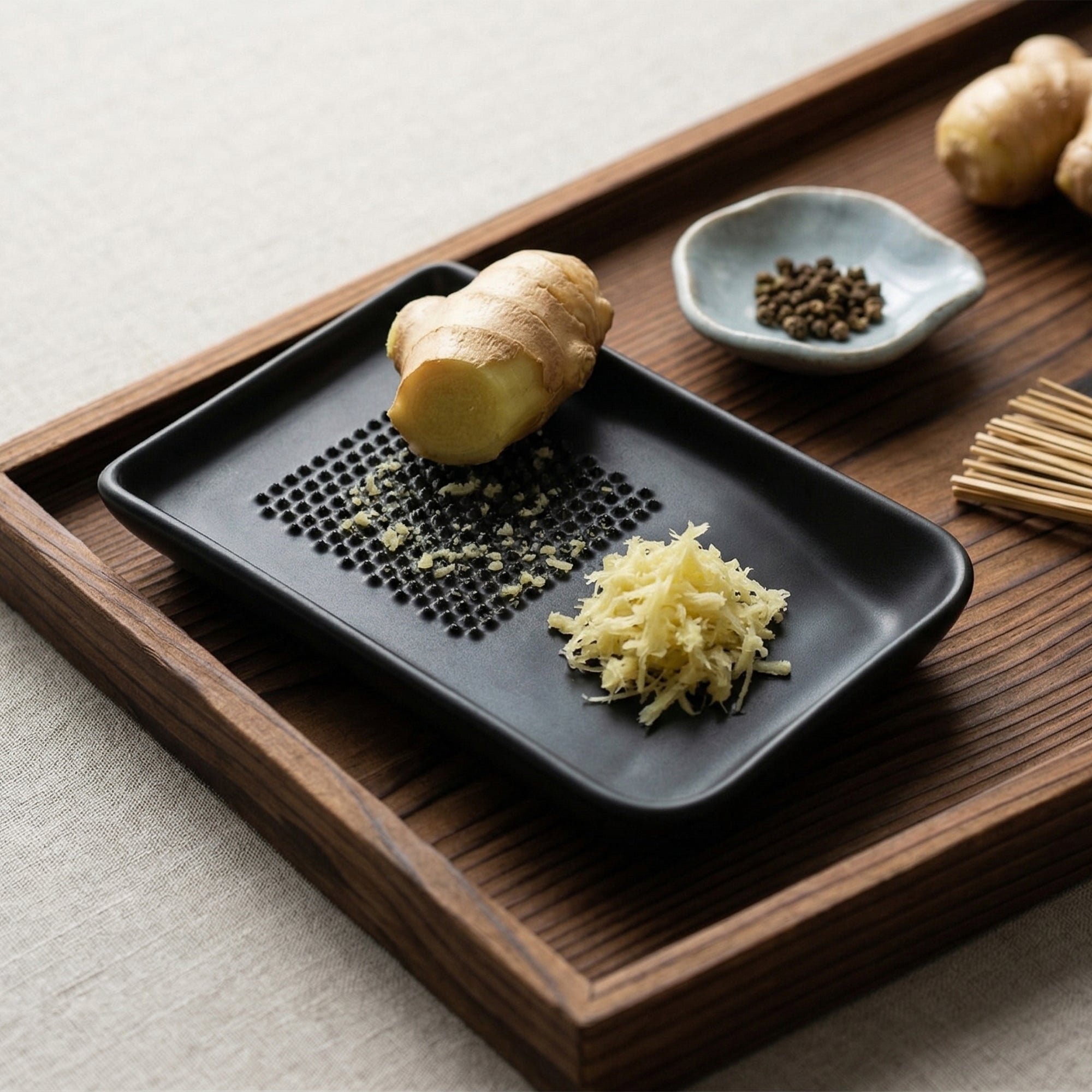 Ceramic Grater Plate for Wasabi, Ginger, Garlic and Onion