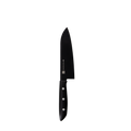 Black chef's knife with a visible brand logo on a white background
