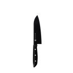 Black chef's knife with a visible brand logo on a white background