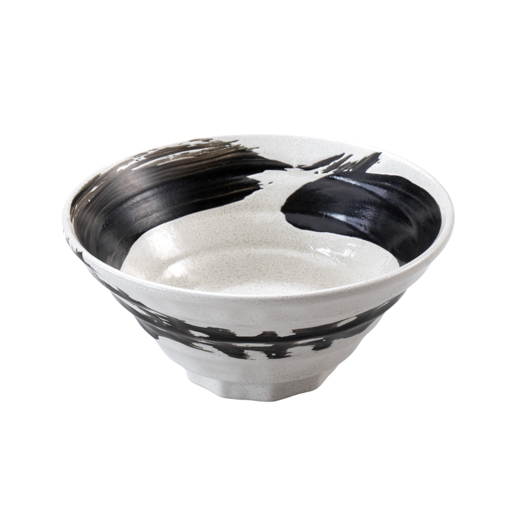 Mino-yaki Ceramic Noodle Bowl - Brushed, White