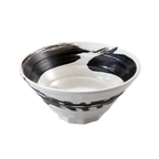 Mino-yaki Ceramic Noodle Bowl - Brushed, White