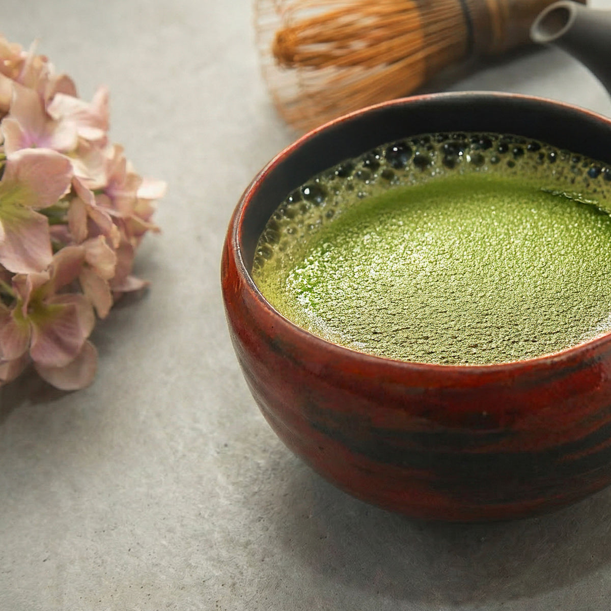 Akatsuki brush Mino-yaki matcha bowl, view 2