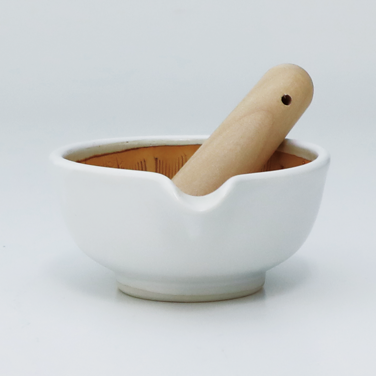 White suribachi mortar and pestle set, view 5
