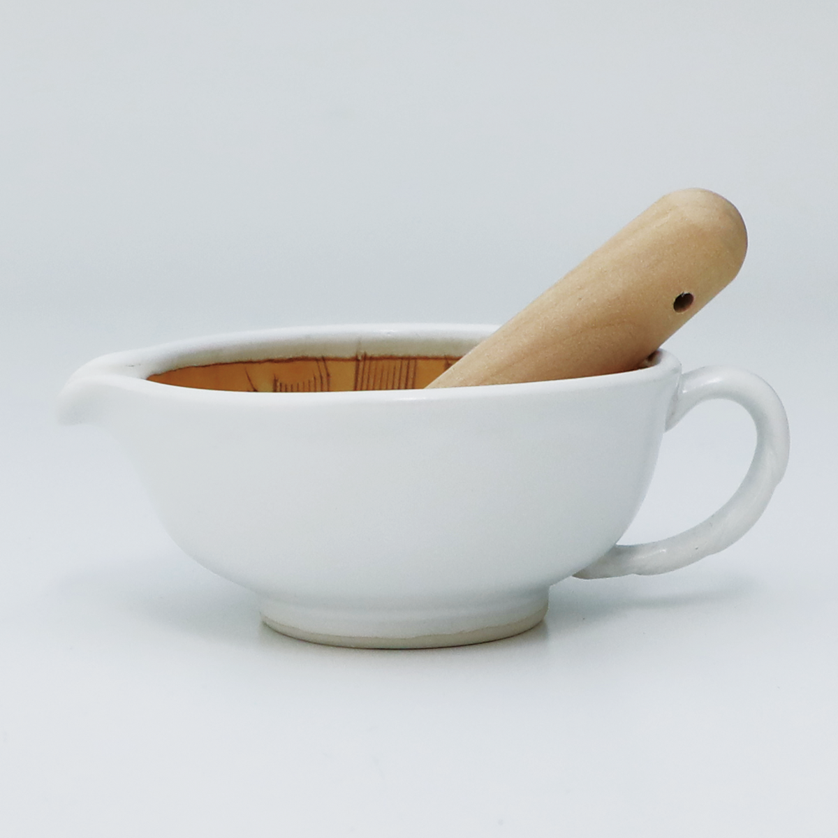 White suribachi mortar and pestle set, view 6
